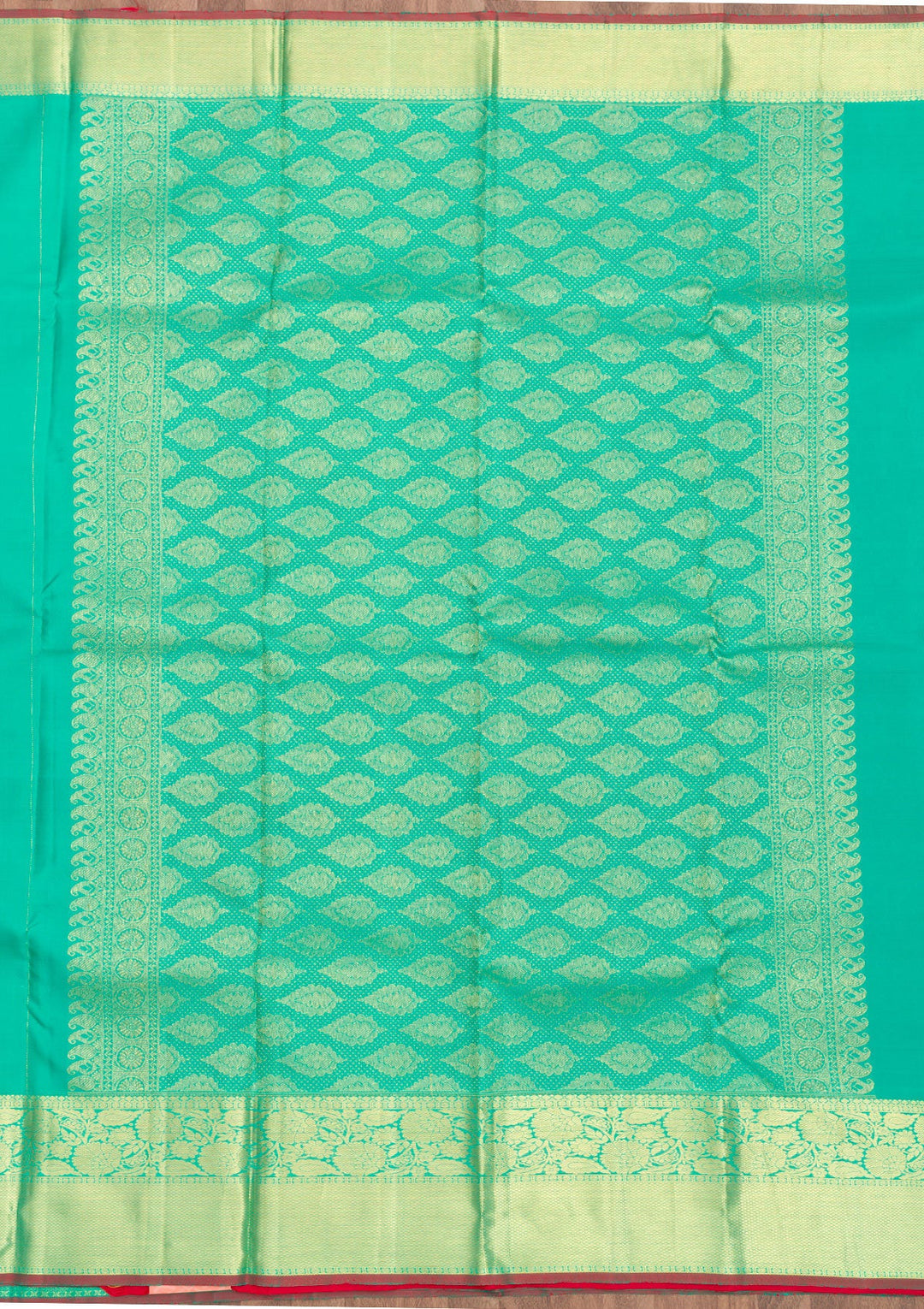 Sea Green Zariwork Pure Silk Saree-Koskii