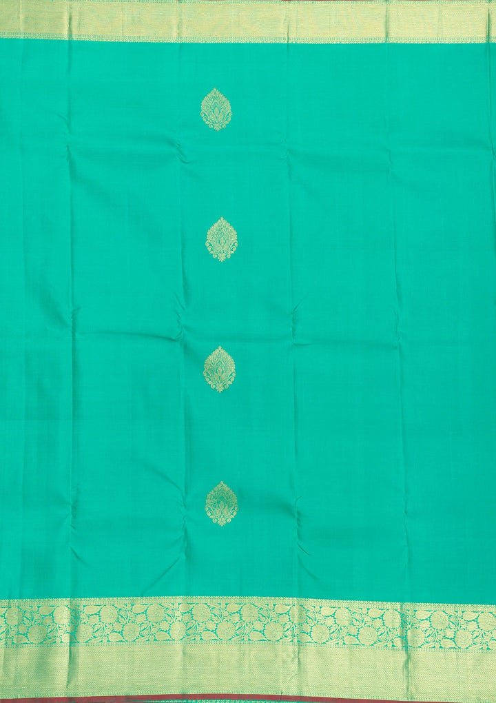 Sea Green Zariwork Pure Silk Saree-Koskii