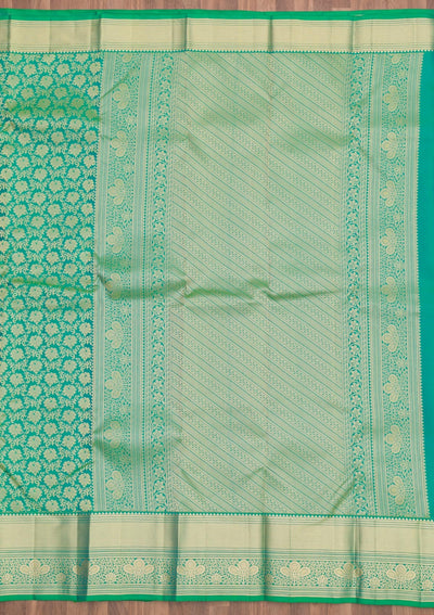 Sea Green Zariwork Pure Silk Saree-Koskii