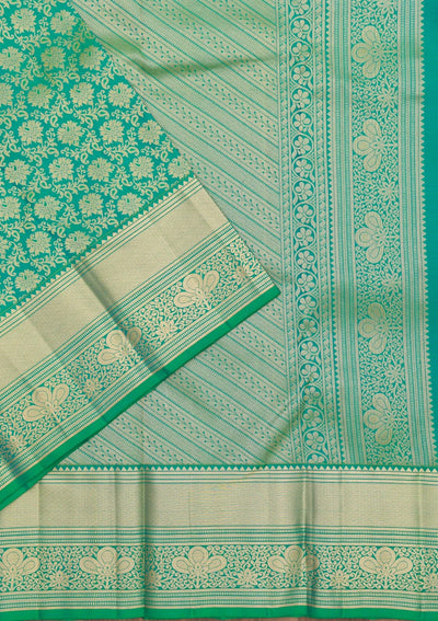 Sea Green Zariwork Pure Silk Saree-Koskii