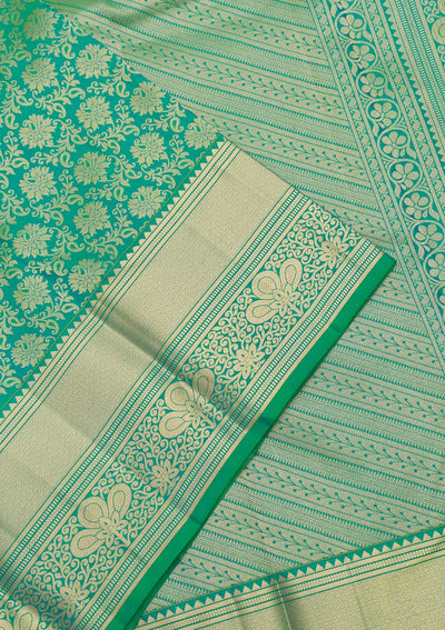 Sea Green Zariwork Pure Silk Saree-Koskii