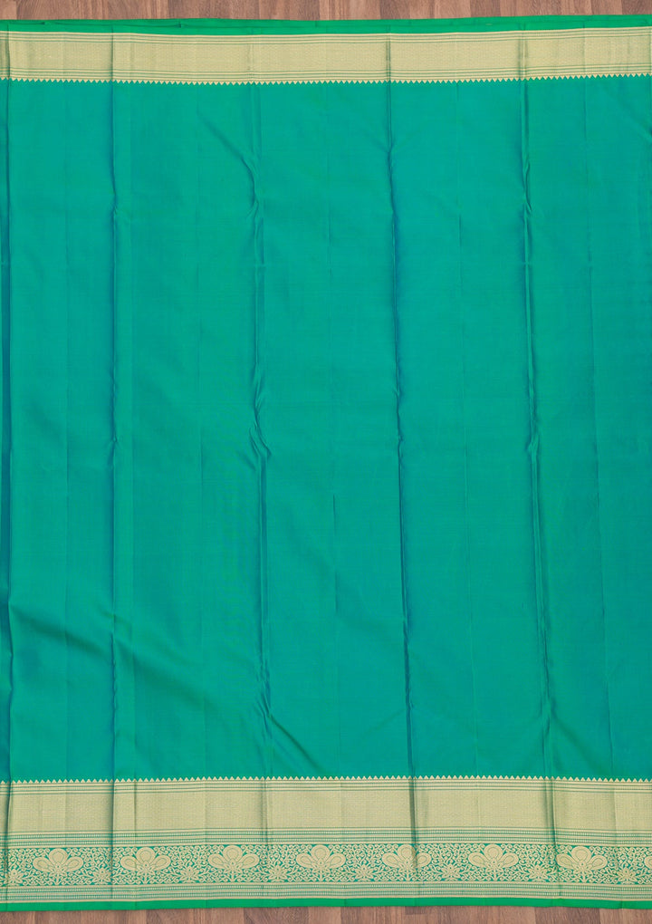 Sea Green Zariwork Pure Silk Saree-Koskii