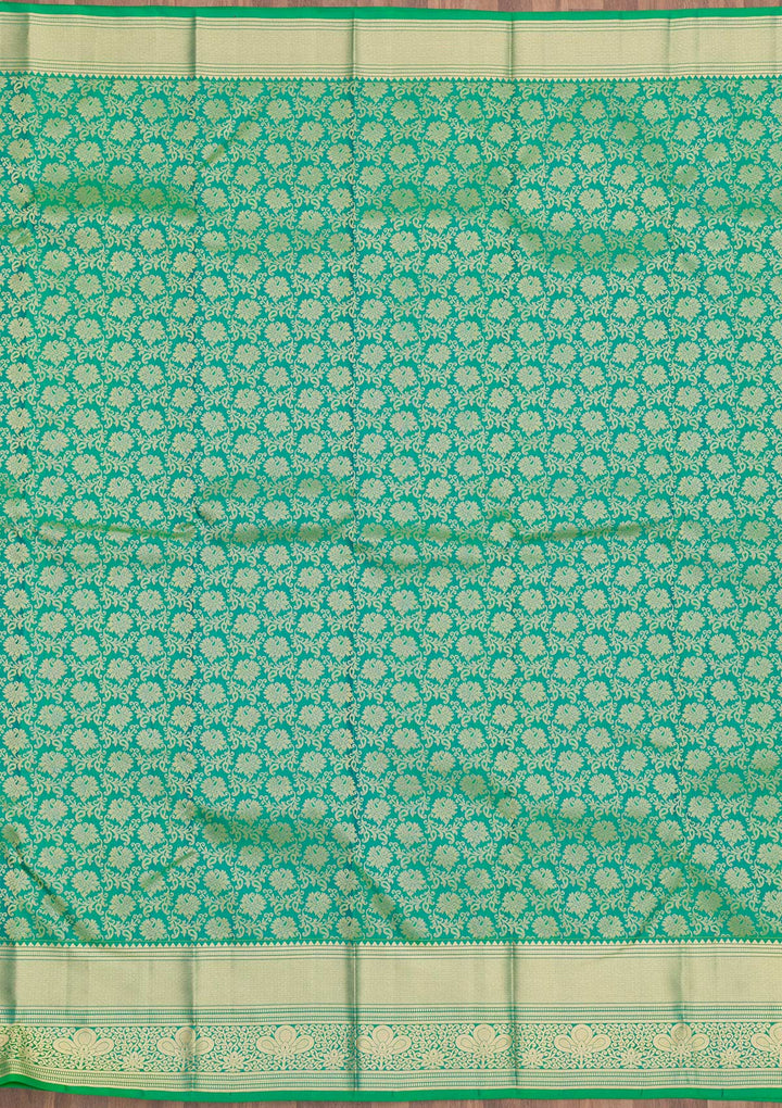 Sea Green Zariwork Pure Silk Saree-Koskii