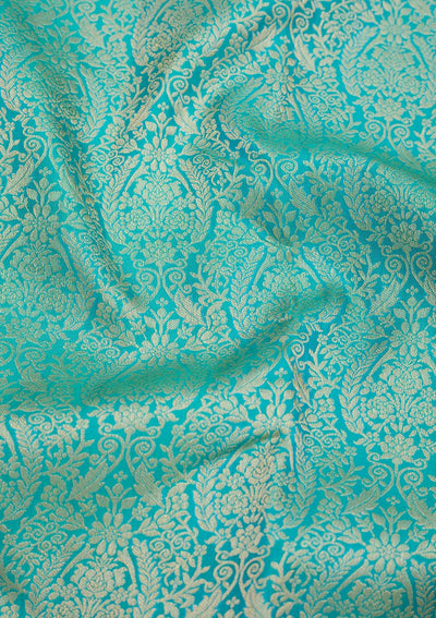 Sea Green Zariwork Pure Silk Saree-Koskii