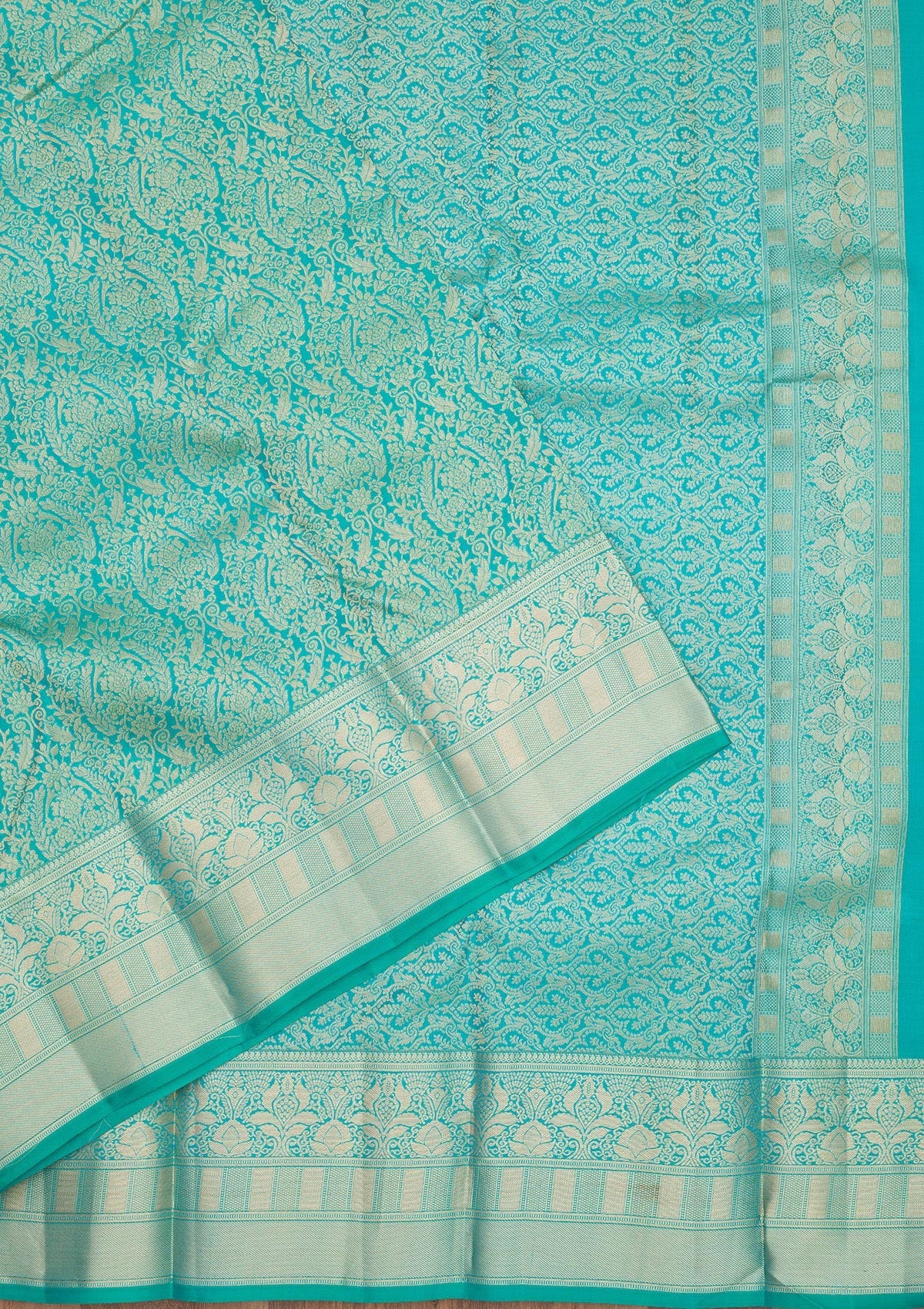 Sea Green Zariwork Pure Silk Saree-Koskii