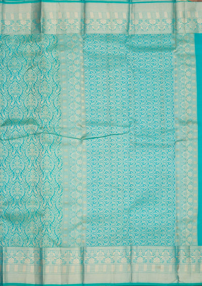 Sea Green Zariwork Pure Silk Saree-Koskii