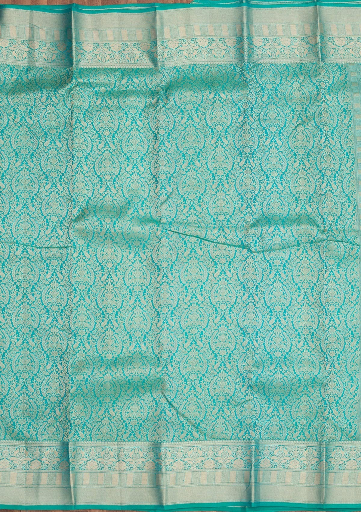 Sea Green Zariwork Pure Silk Saree-Koskii