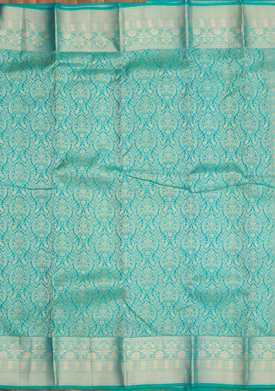 Sea Green Zariwork Pure Silk Saree-Koskii