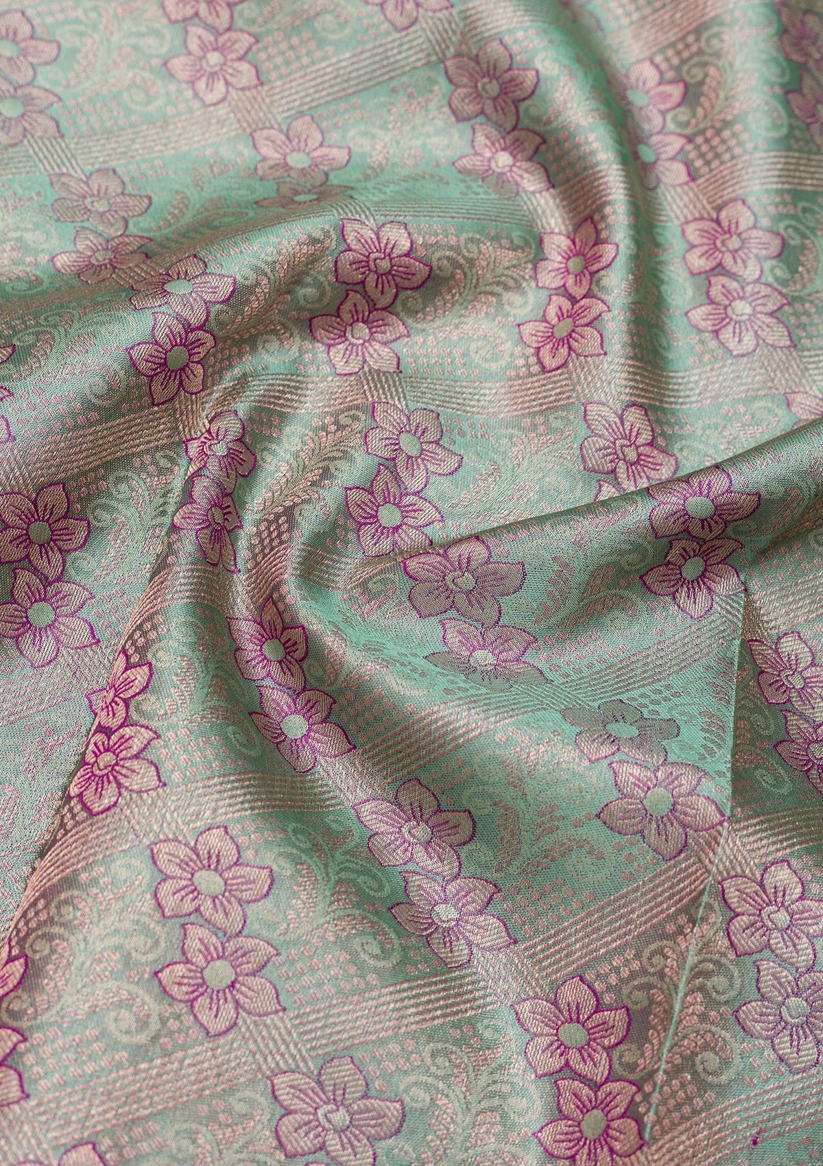 Sea Green Zariwork Pure Silk Saree-Koskii