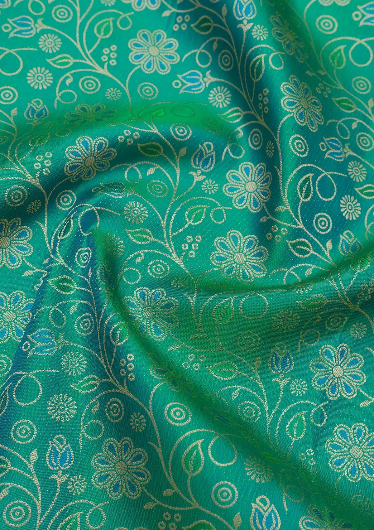 Sea Green Zariwork Pure Silk Saree-Koskii