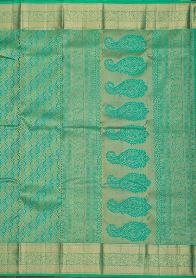 Sea Green Zariwork Pure Silk Saree-Koskii