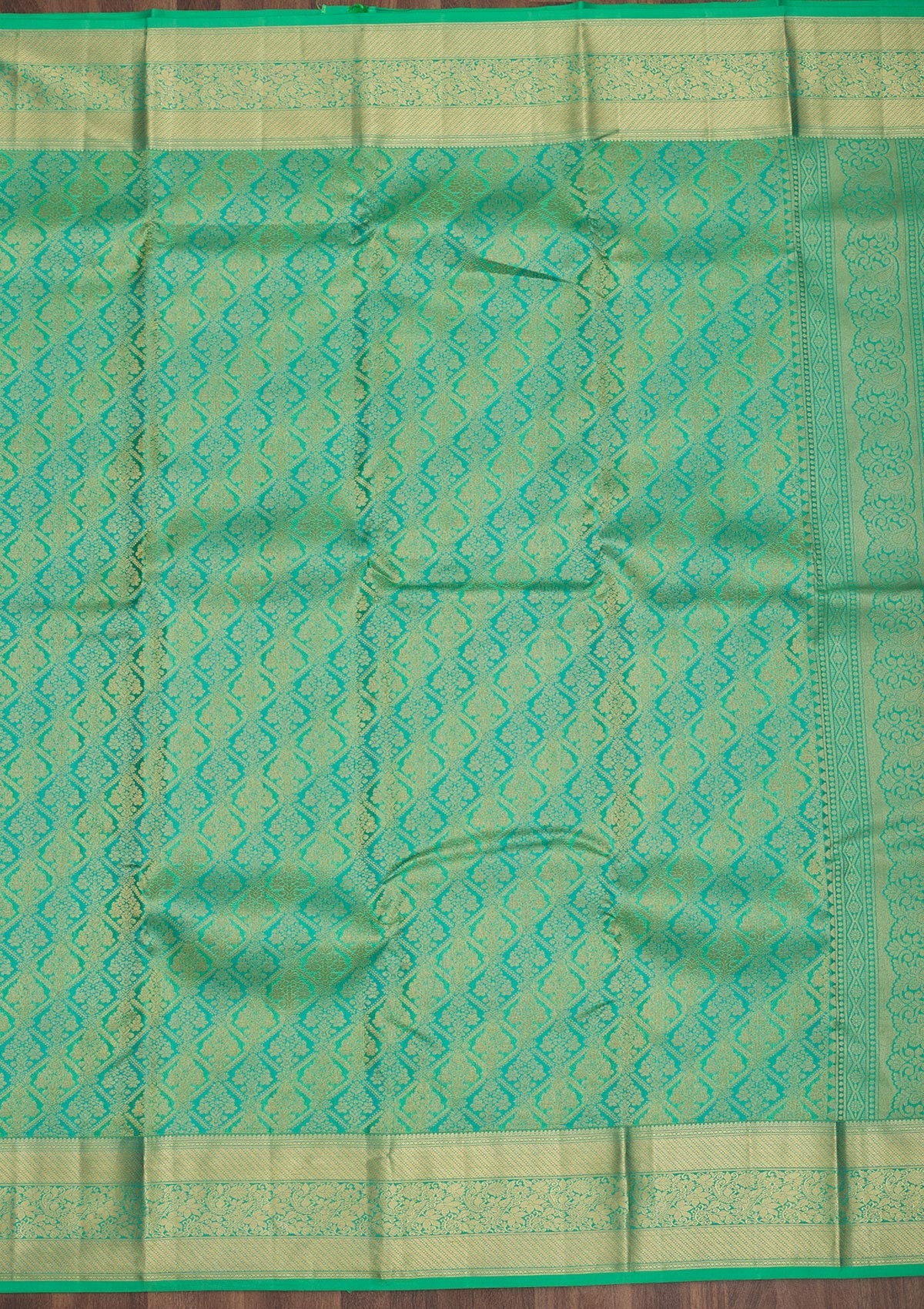 Sea Green Zariwork Pure Silk Saree-Koskii