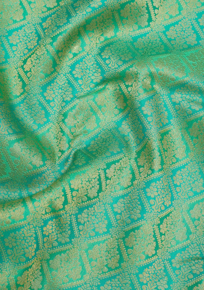 Sea Green Zariwork Pure Silk Saree-Koskii