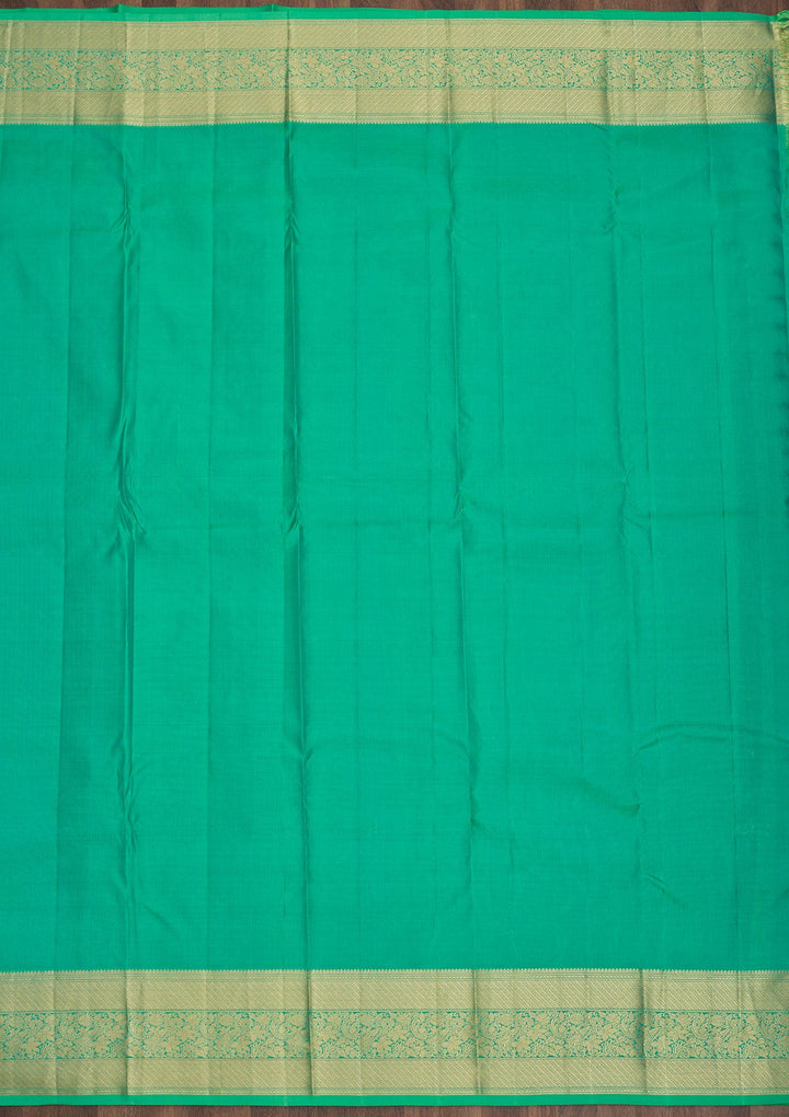 Sea Green Zariwork Pure Silk Saree-Koskii
