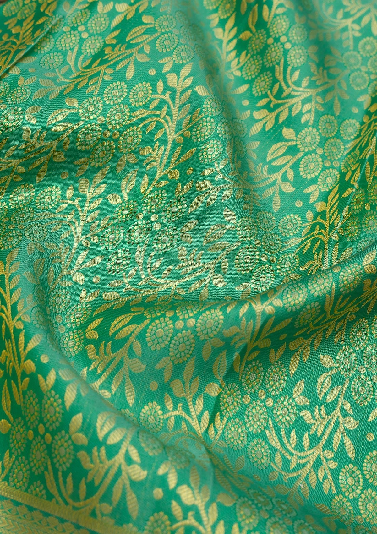 Sea Green Zariwork Pure Silk Saree-Koskii