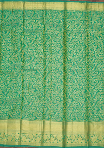 Sea Green Zariwork Pure Silk Saree-Koskii