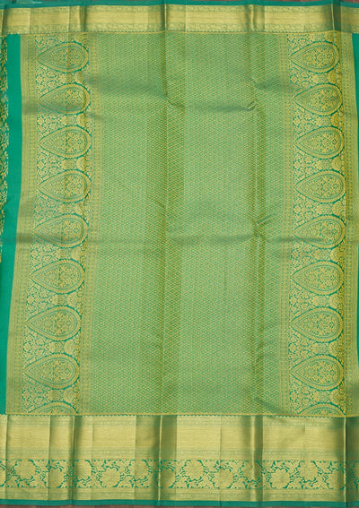 Sea Green Zariwork Pure Silk Saree-Koskii