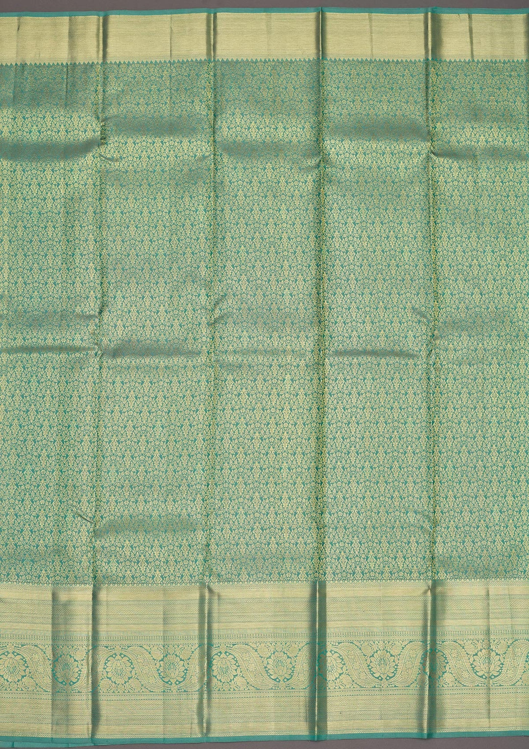 Sea Green Zariwork Pure Silk Saree-Koskii