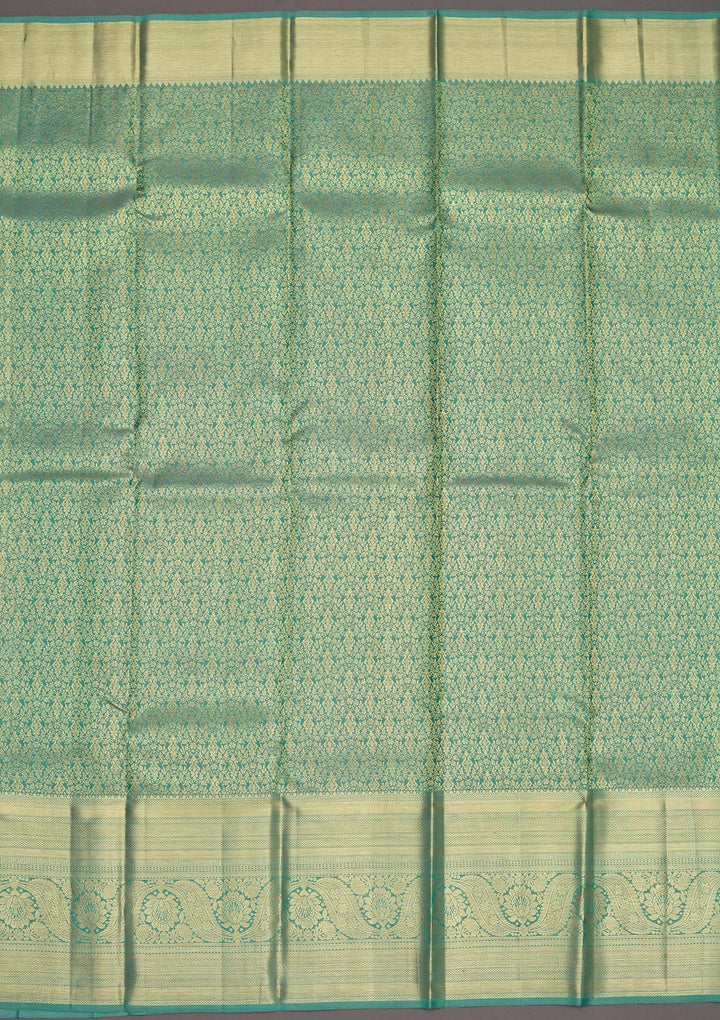 Sea Green Zariwork Pure Silk Saree-Koskii