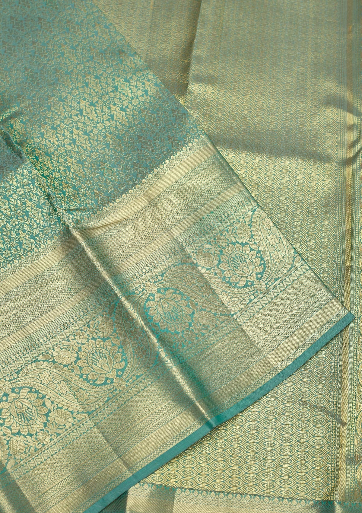 Sea Green Zariwork Pure Silk Saree-Koskii