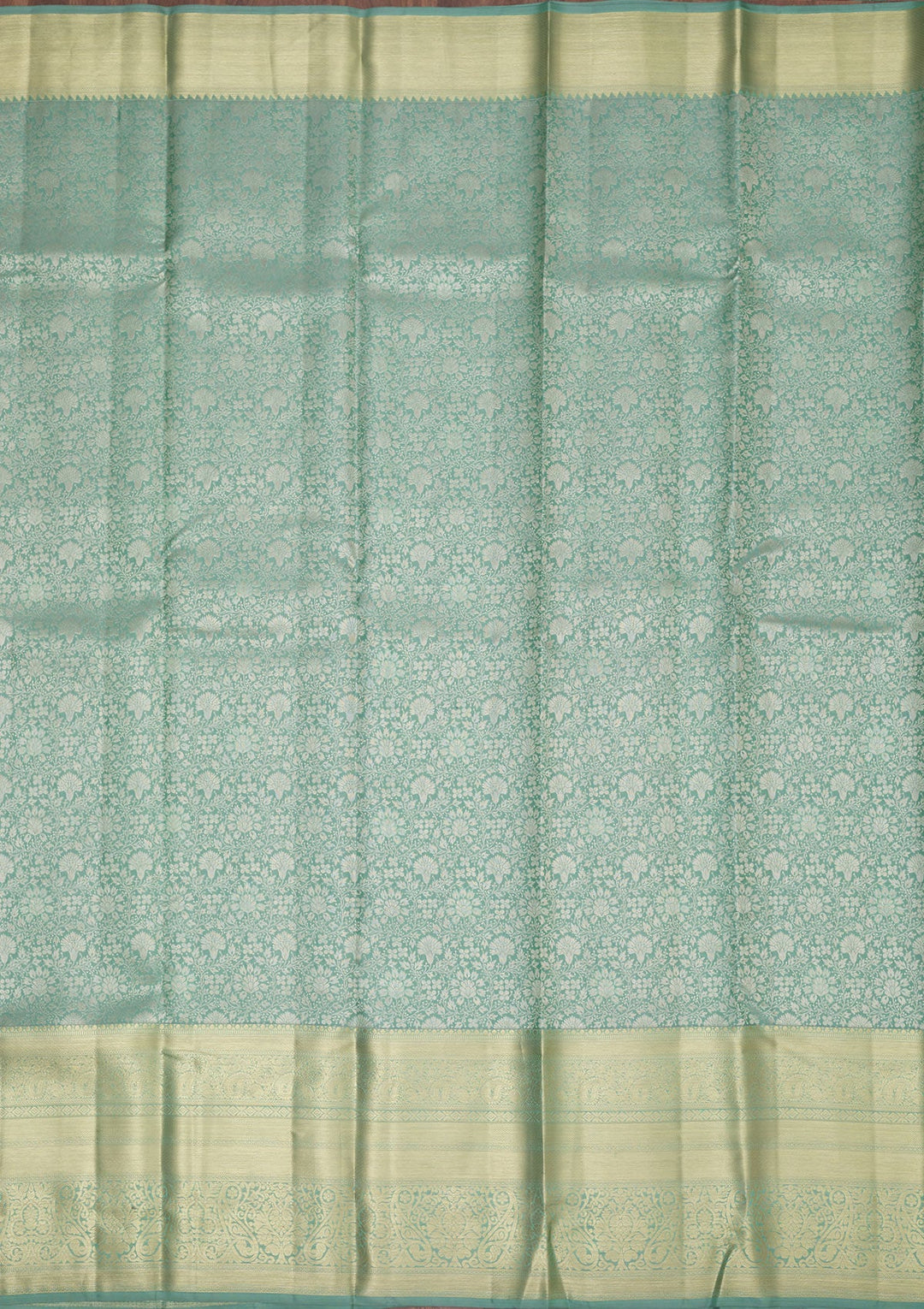 Sea Green Zariwork Pure Silk Saree-Koskii