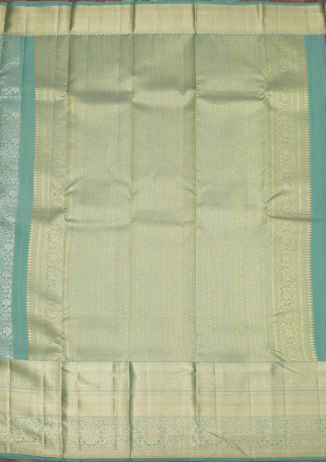Sea Green Zariwork Pure Silk Saree-Koskii