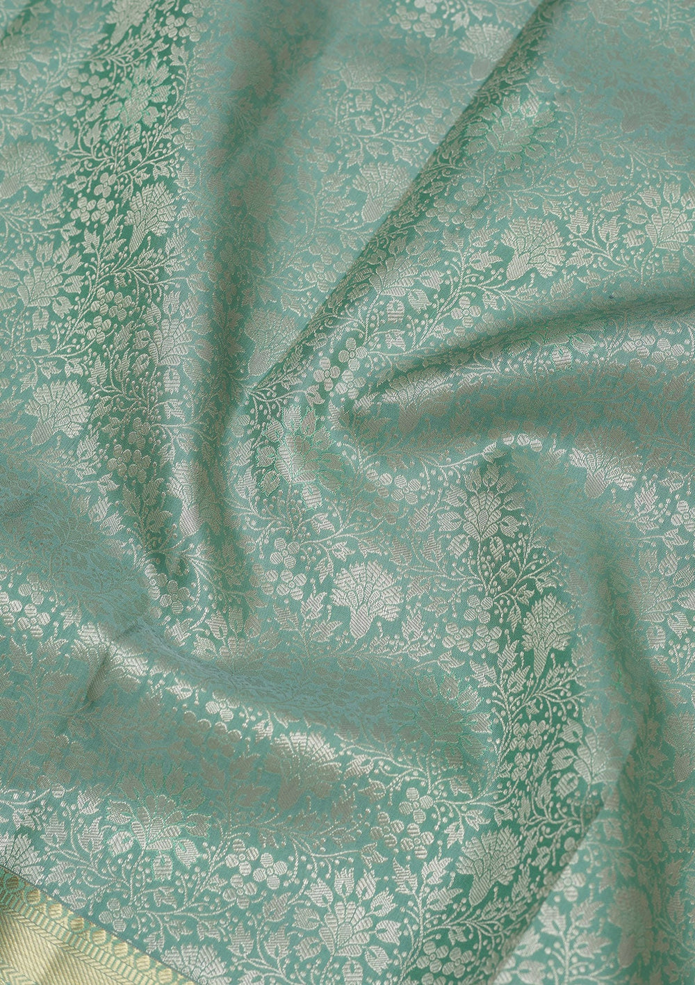 Sea Green Zariwork Pure Silk Saree-Koskii