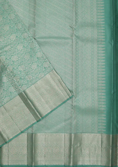 Sea Green Zariwork Pure Silk Saree-Koskii