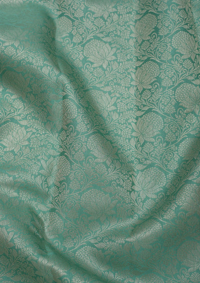 Sea Green Zariwork Pure Silk Saree-Koskii