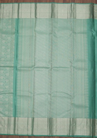 Sea Green Zariwork Pure Silk Saree-Koskii