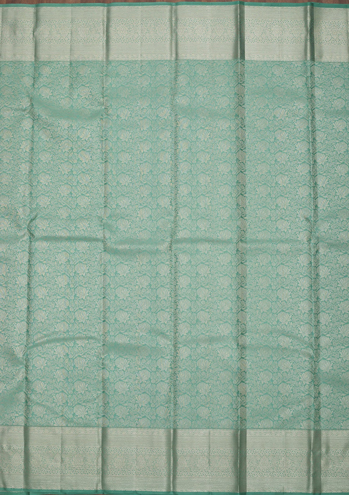 Sea Green Zariwork Pure Silk Saree-Koskii