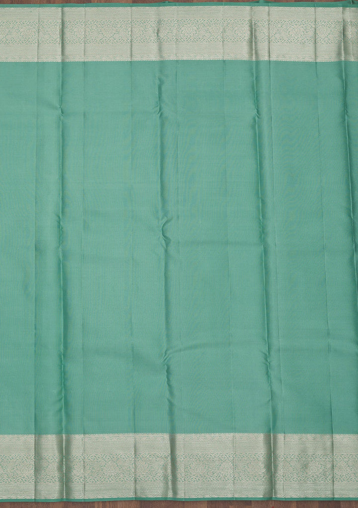 Sea Green Zariwork Pure Silk Saree-Koskii