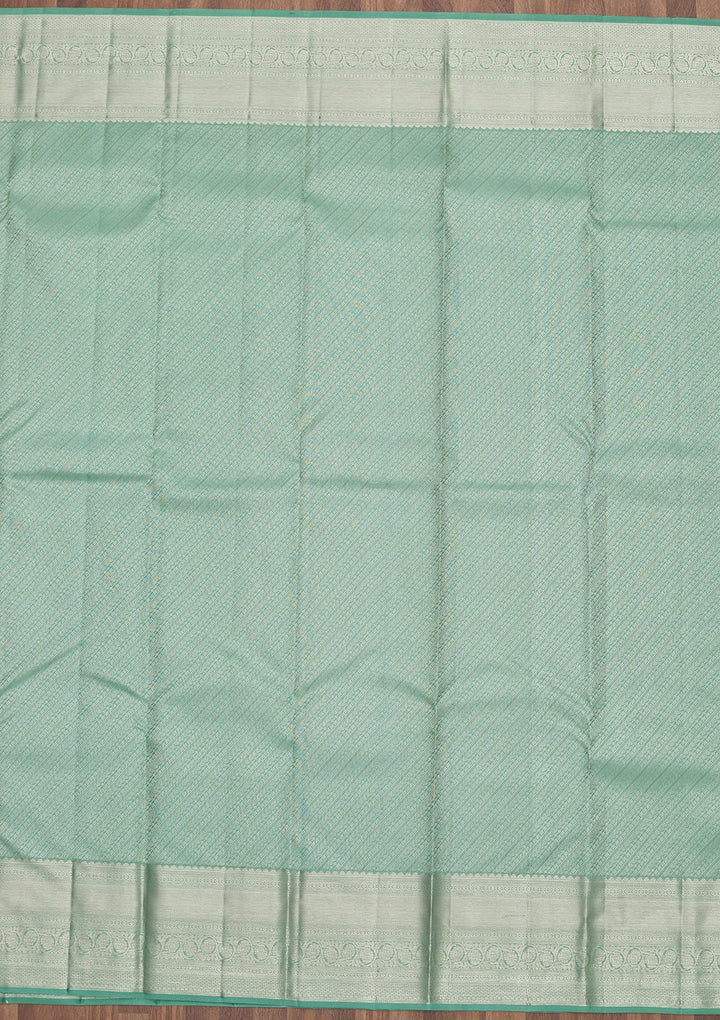 Sea Green Zariwork Pure Silk Saree-Koskii
