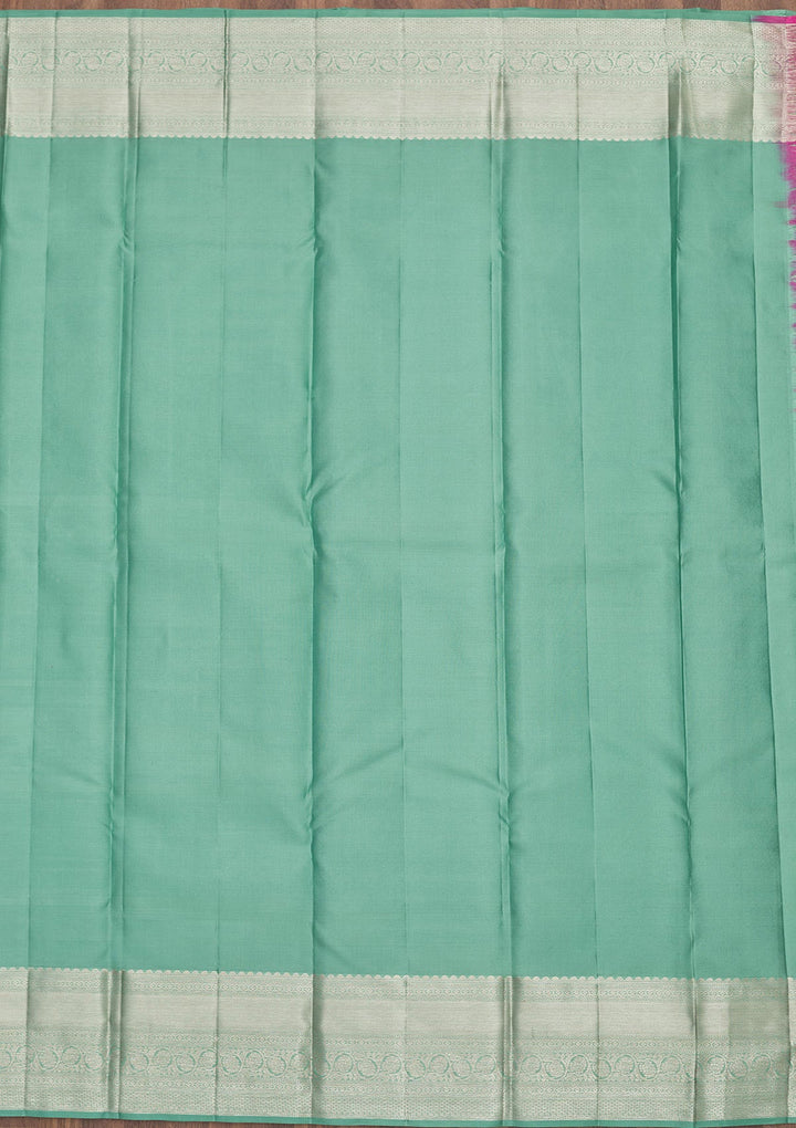 Sea Green Zariwork Pure Silk Saree-Koskii