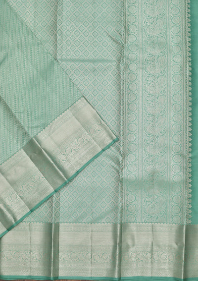 Sea Green Zariwork Pure Silk Saree-Koskii