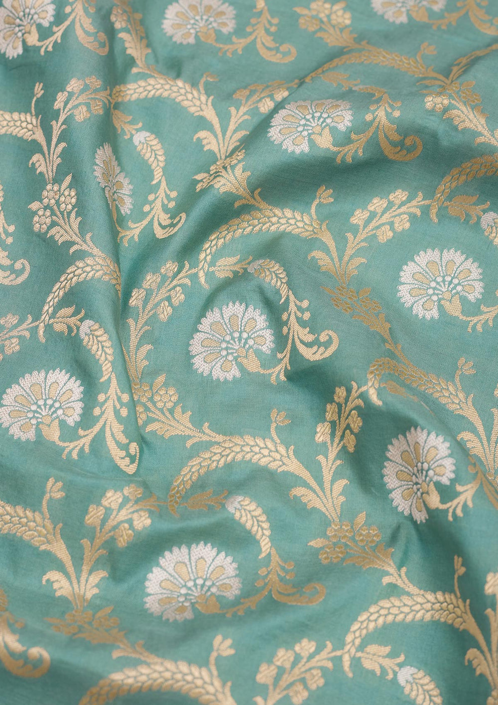 Sea Green Zariwork Pure Silk Saree-Koskii