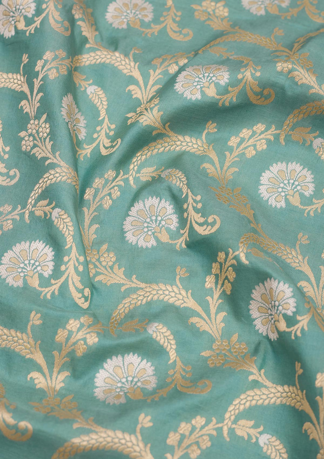 Sea Green Zariwork Pure Silk Saree-Koskii