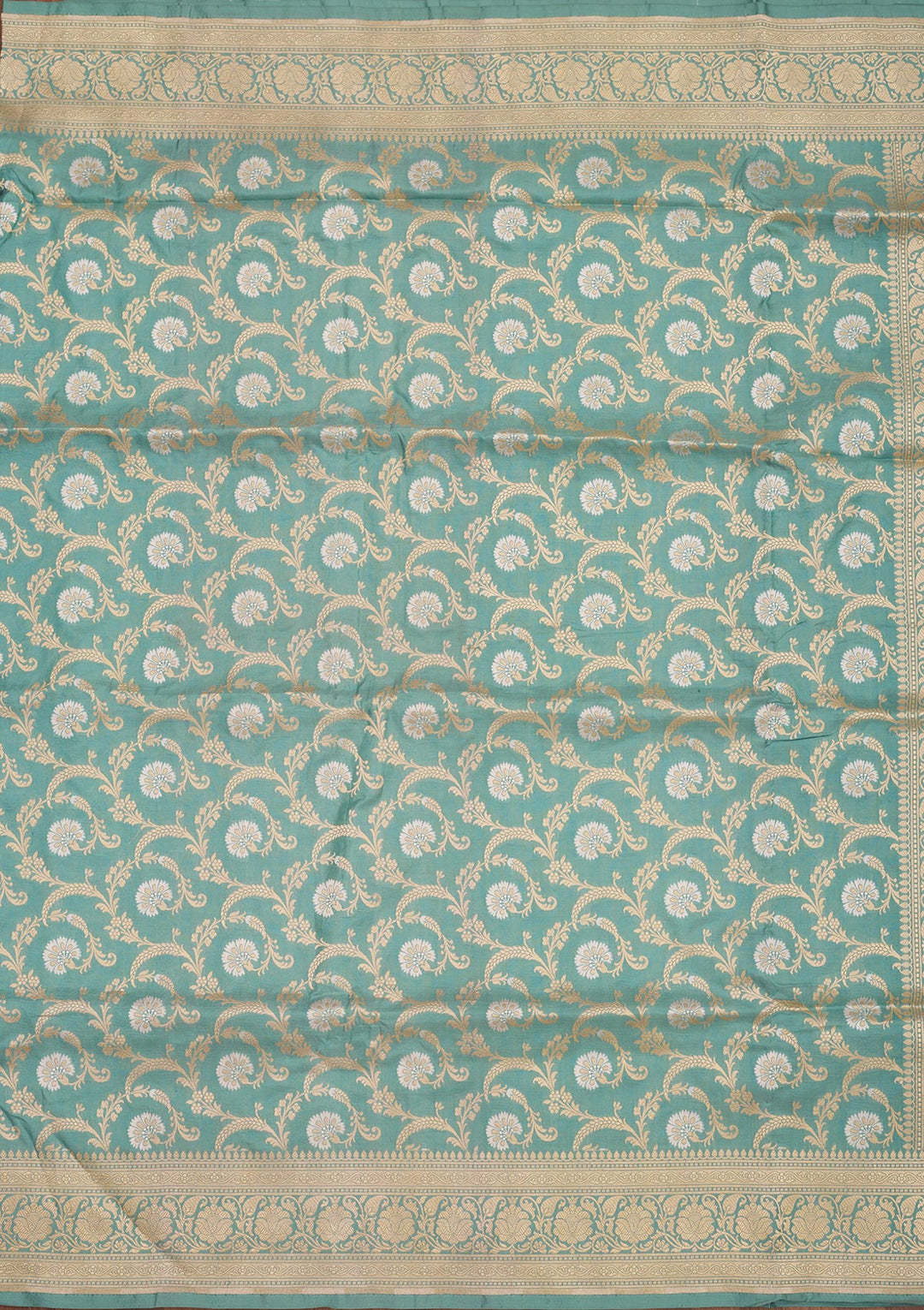 Sea Green Zariwork Pure Silk Saree-Koskii