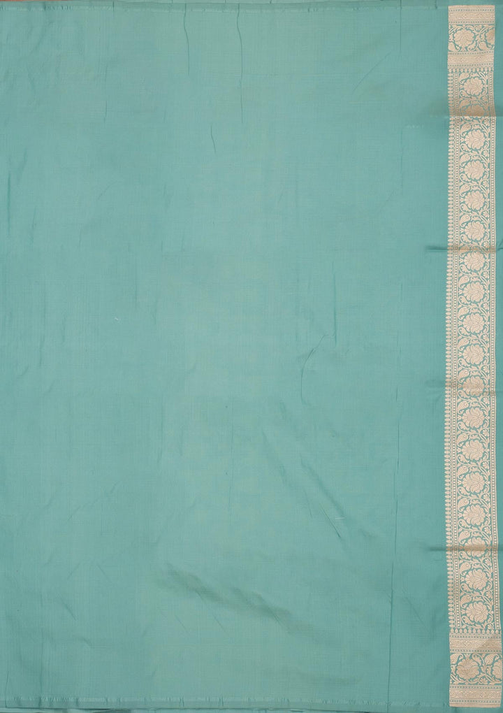 Sea Green Zariwork Pure Silk Saree-Koskii