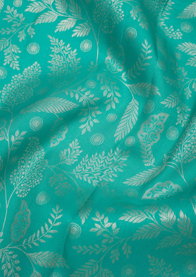 Sea Green Zariwork Pure Silk Saree-Koskii