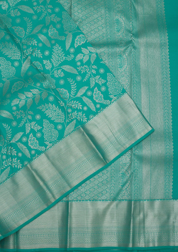 Sea Green Zariwork Pure Silk Saree-Koskii