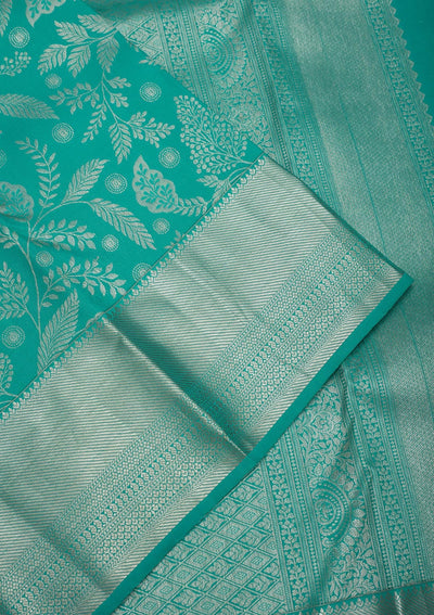 Sea Green Zariwork Pure Silk Saree-Koskii