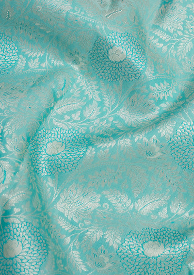 Sea Green Zariwork Pure Silk Saree-Koskii