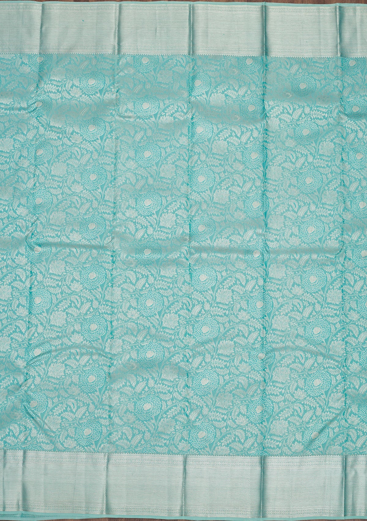 Sea Green Zariwork Pure Silk Saree-Koskii