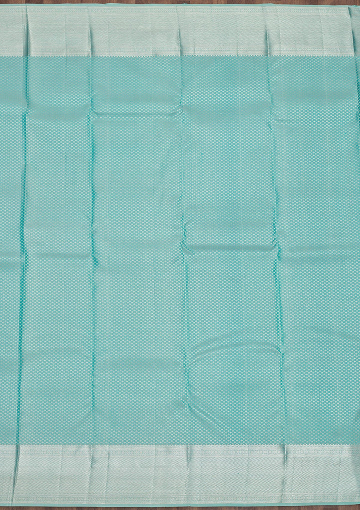 Sea Green Zariwork Pure Silk Saree-Koskii
