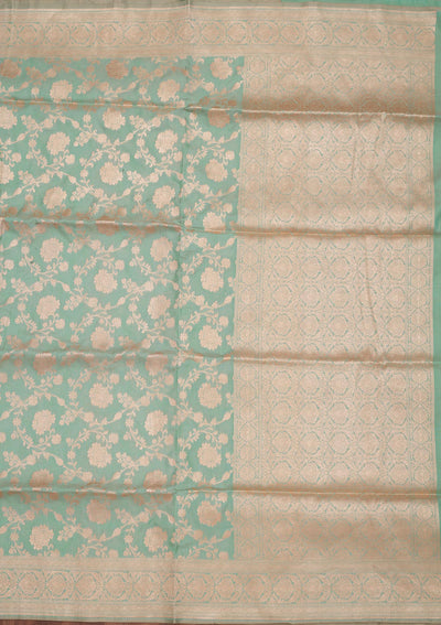 Sea Green Zariwork Pure Silk Saree-Koskii