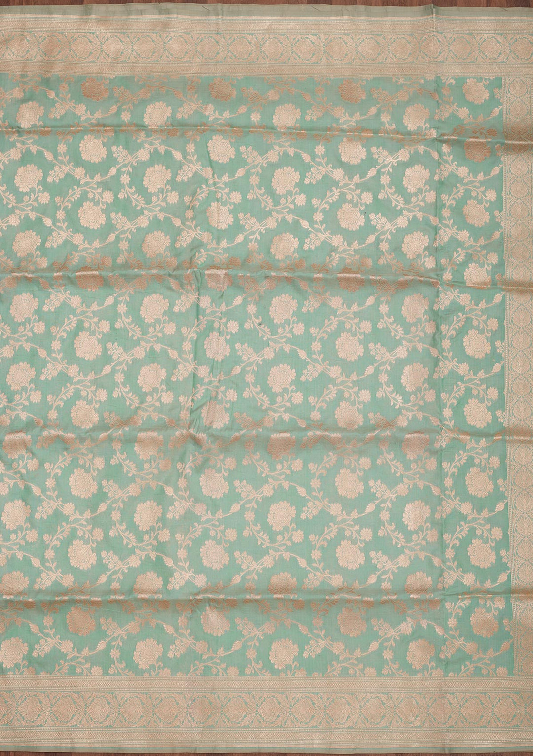 Sea Green Zariwork Pure Silk Saree-Koskii