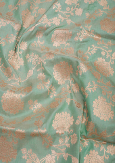 Sea Green Zariwork Pure Silk Saree-Koskii