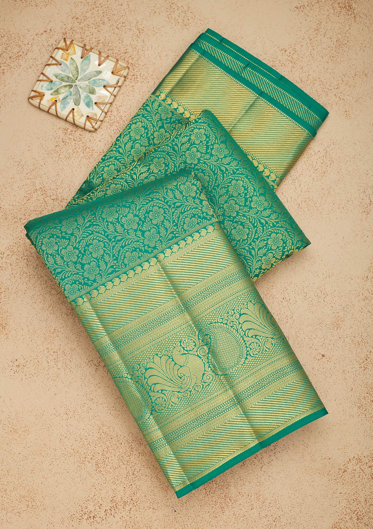 Sea Green Zariwork Pure Silk Saree-Koskii