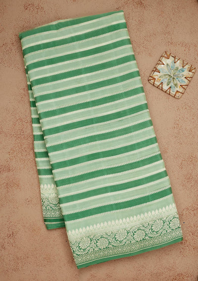 Sea Green Zariwork Pure Silk Saree-Koskii